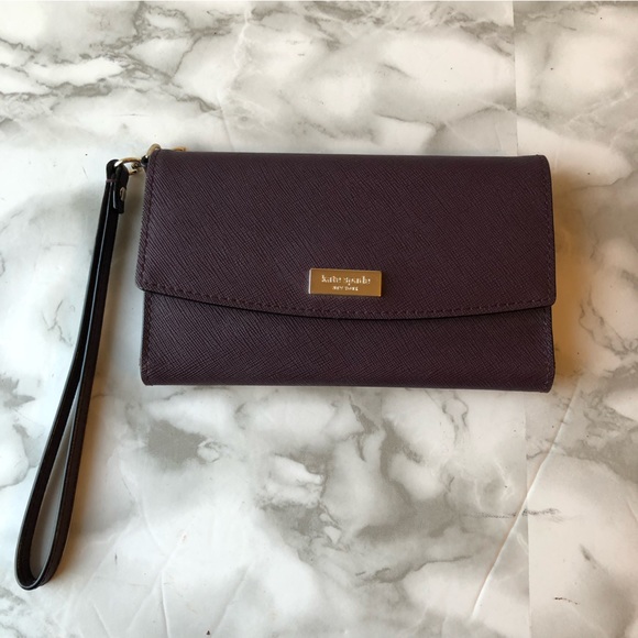 Kate Spade Plum Purple Phone Wristlet Wallet Purse Detachable Wristband Loop - Picture 2 of 15